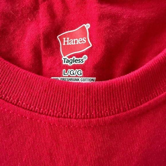 Hanes Red Short Sleeve Tee with Graphic Design - Picture 3 of 5